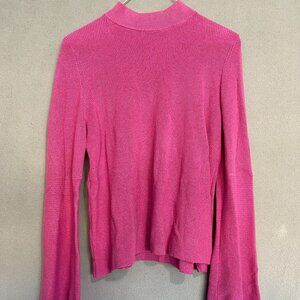 525 America Pink Bell Sleeve Sweater Womens XS Cotton Knit Mock Neck